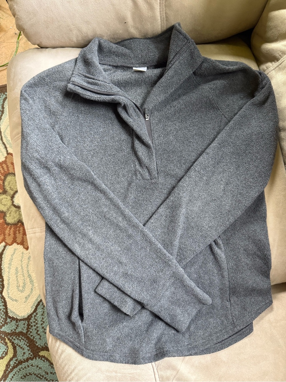Old Navy Dark Gray Quarter-Zip Fleece Sweater